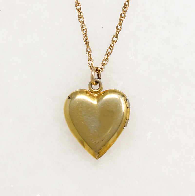 Sweet Gold Filled Heart Locket with Engraved Sparrow