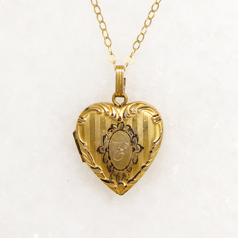 Romantic Gold Filled Heart Locket with Ornate Details