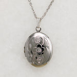 Fern & Flower Silver-Tone Oval Locket