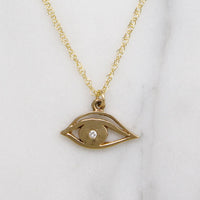 Golden Eye with Diamond Twinkle Charm Necklace