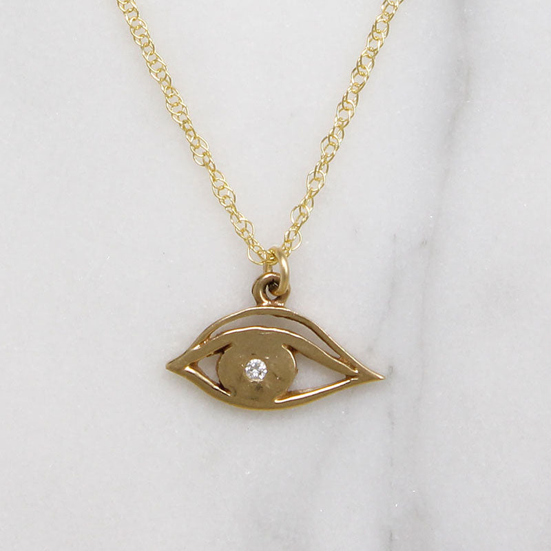 Golden Eye with Diamond Twinkle Charm Necklace