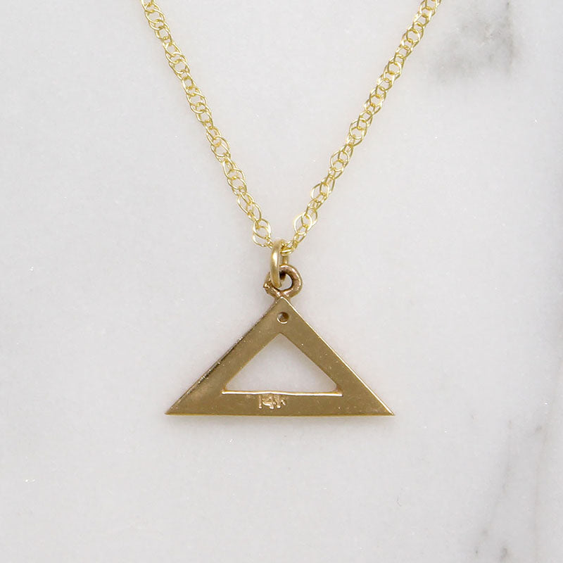 14k Gold Isosceles Triangle with Diamond Necklace