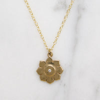 Cheerful Diamond-Set Sunflower Charm Necklace