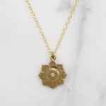 Cheerful Diamond-Set Sunflower Charm Necklace