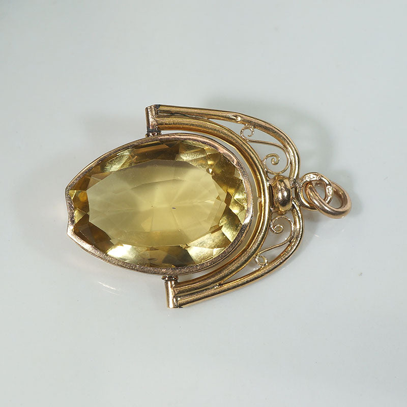 Hungarian Citrine & Gold Spinner Fob