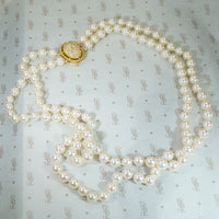 Kohle & Co. Double Strand of Pearls with Diamond Clasp