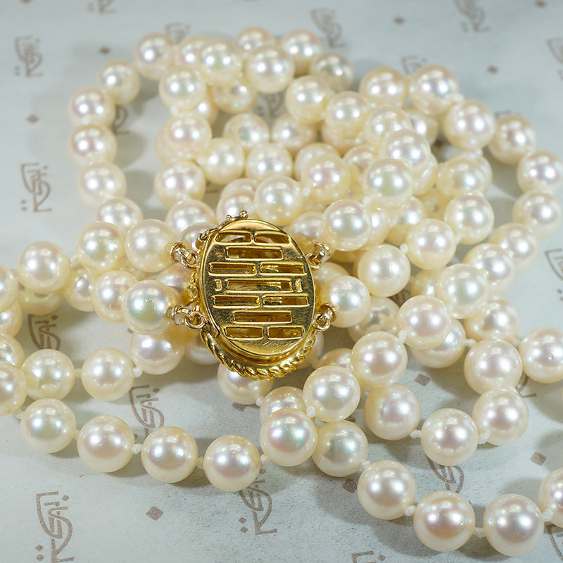 Kohle & Co. Double Strand of Pearls with Diamond Clasp