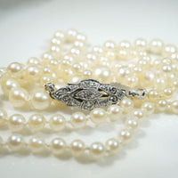 Graduated Pearls with Deco Platinum & Diamond Clasp