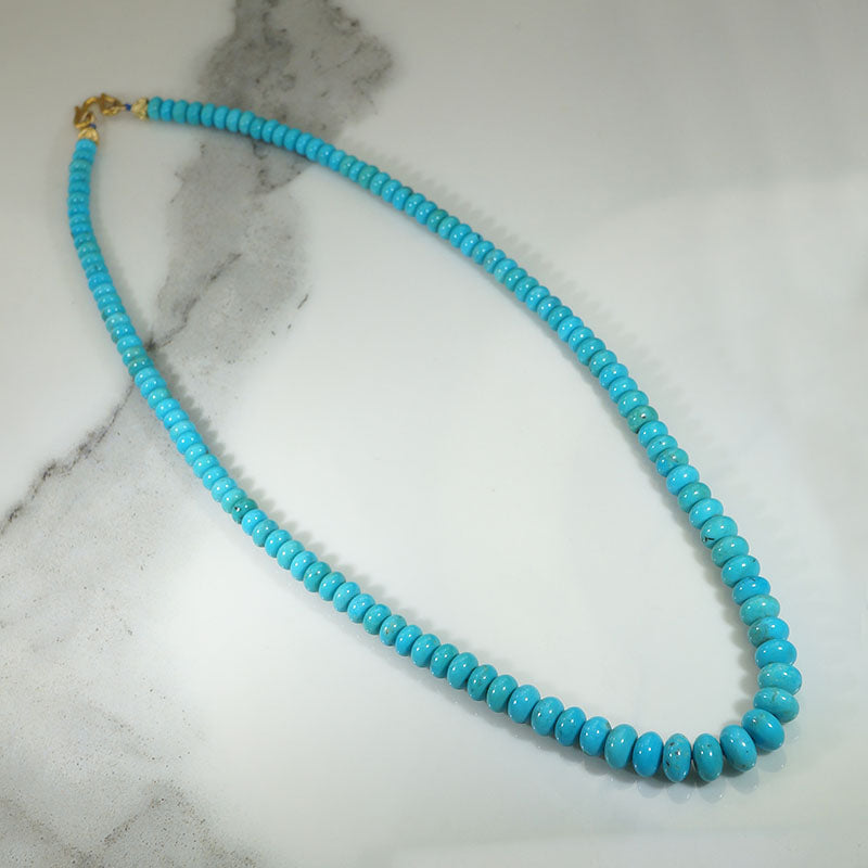 Stunning Graduated Turquoise Beads with 22k Clasp