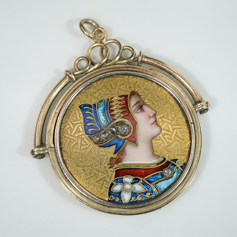 Art Nouveau Enameled Portrait of Joan of Arc