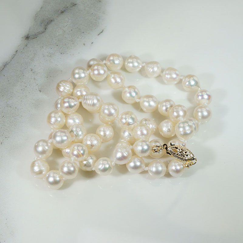 Glossy 19" Baroque Pearls with 14k Gold Clasp