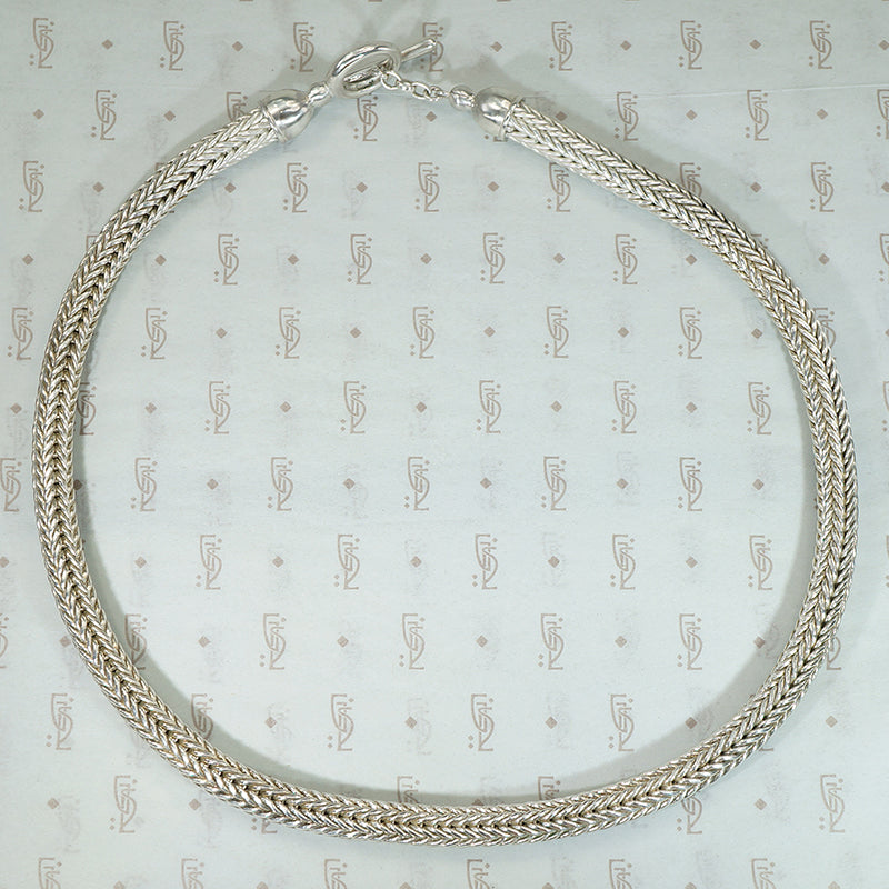 Heavy 18" Silver Foxtail Chain with Toggle Clasp