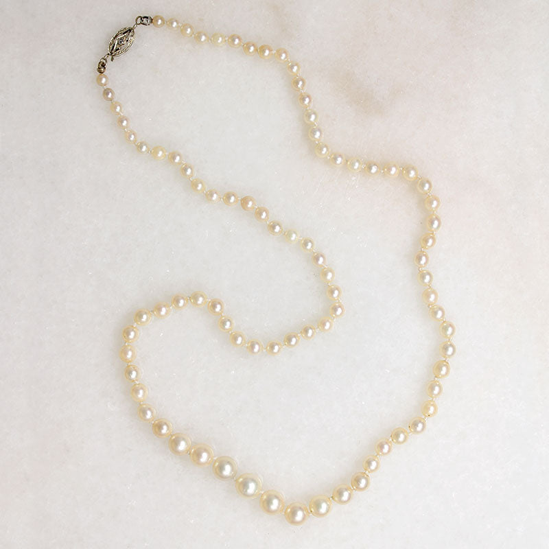 Dreamy 22" Pearls with Diamond Art Deco Clasp