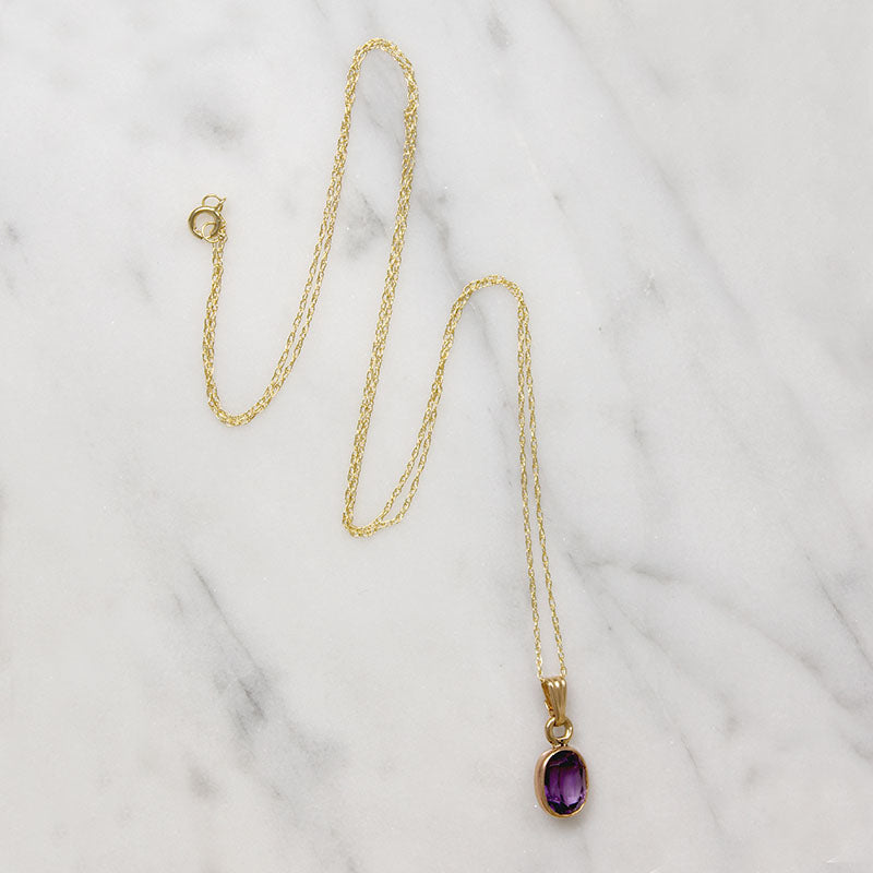 Lovely Lilac Amethyst in Gold Bezel Pendant
