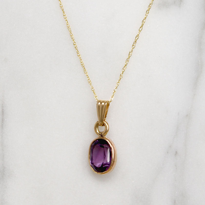 Lovely Lilac Amethyst in Gold Bezel Pendant