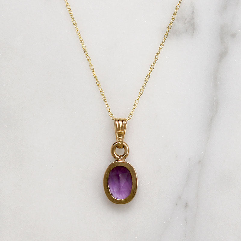 Lovely Lilac Amethyst in Gold Bezel Pendant