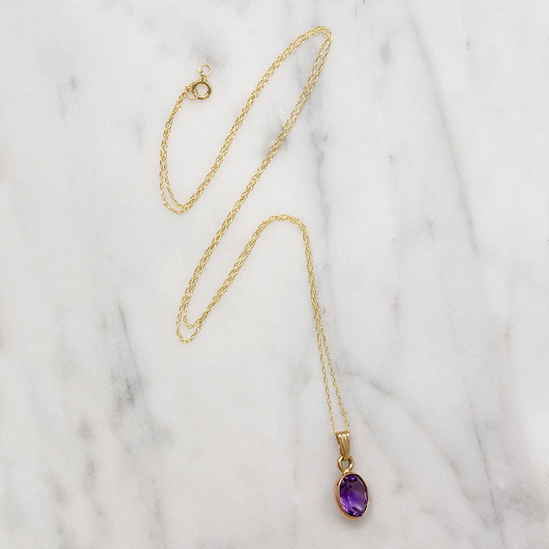 Delightful Amethyst in Gold Bezel Necklace