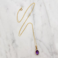 Delightful Amethyst in Gold Bezel Necklace