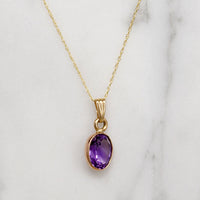 Delightful Amethyst in Gold Bezel Necklace