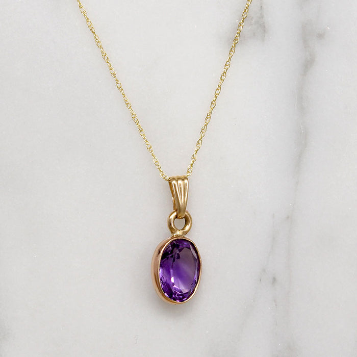 Delightful Amethyst in Gold Bezel Necklace