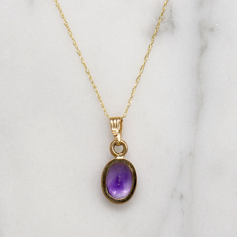 Delightful Amethyst in Gold Bezel Necklace