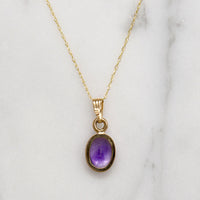 Delightful Amethyst in Gold Bezel Necklace