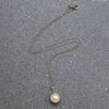 White Gold & Creamy Cultured Pearl Solitaire Necklace