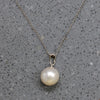 White Gold & Creamy Cultured Pearl Solitaire Necklace