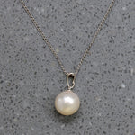 White Gold & Creamy Cultured Pearl Solitaire Necklace