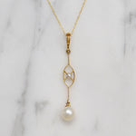 The Daintiest Gold & Pearl Lavalier Necklace Ever