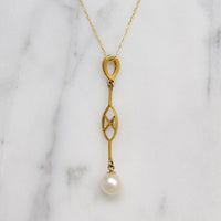 The Daintiest Gold & Pearl Lavalier Necklace Ever