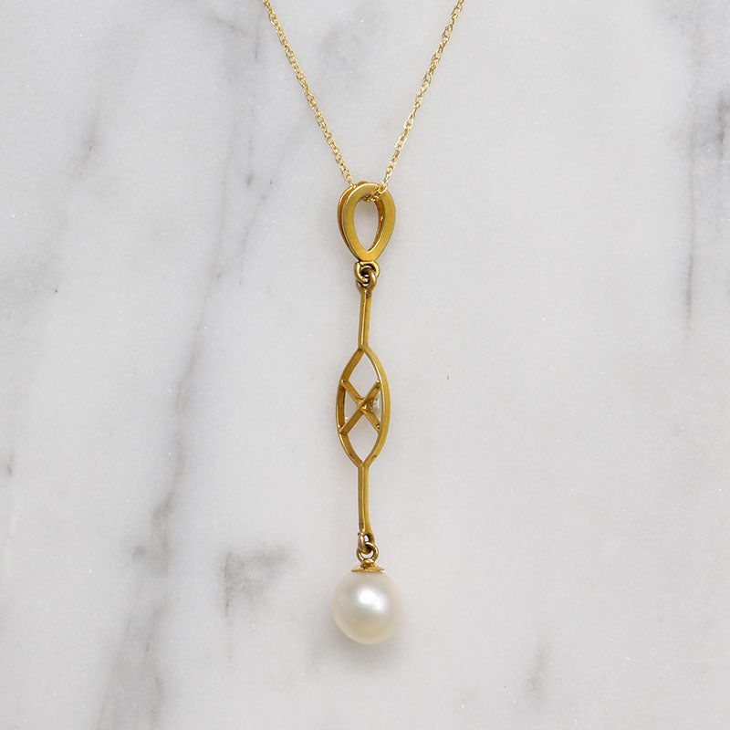 The Daintiest Gold & Pearl Lavalier Necklace Ever