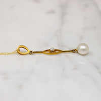The Daintiest Gold & Pearl Lavalier Necklace Ever