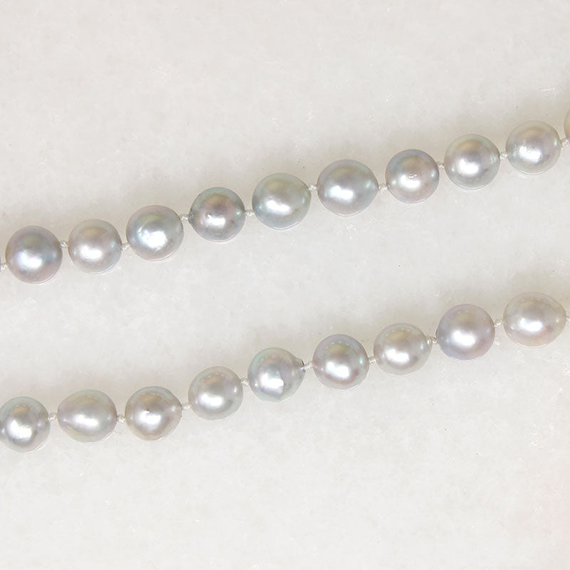 Bewitching Silver Pearl Necklace with White Gold Clasp