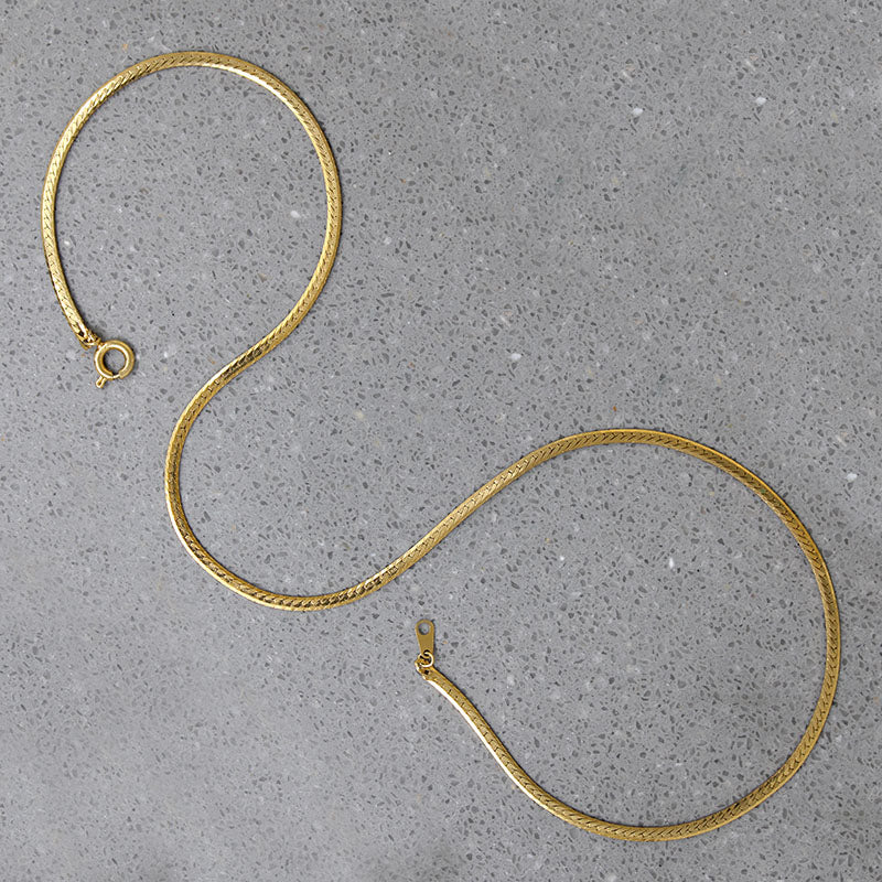 Vintage Gold-Plated Herringbone Chain