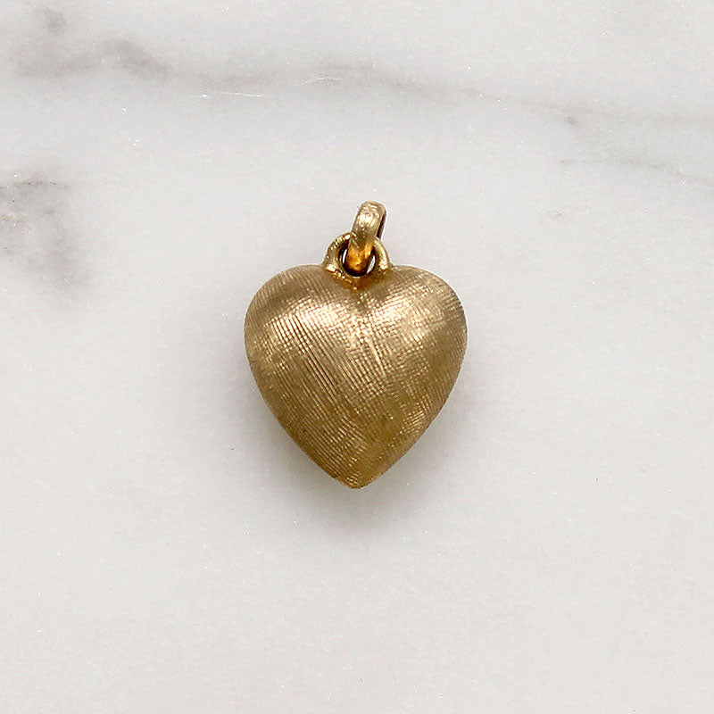 Florentine Finish 14k Gold Heart Charm