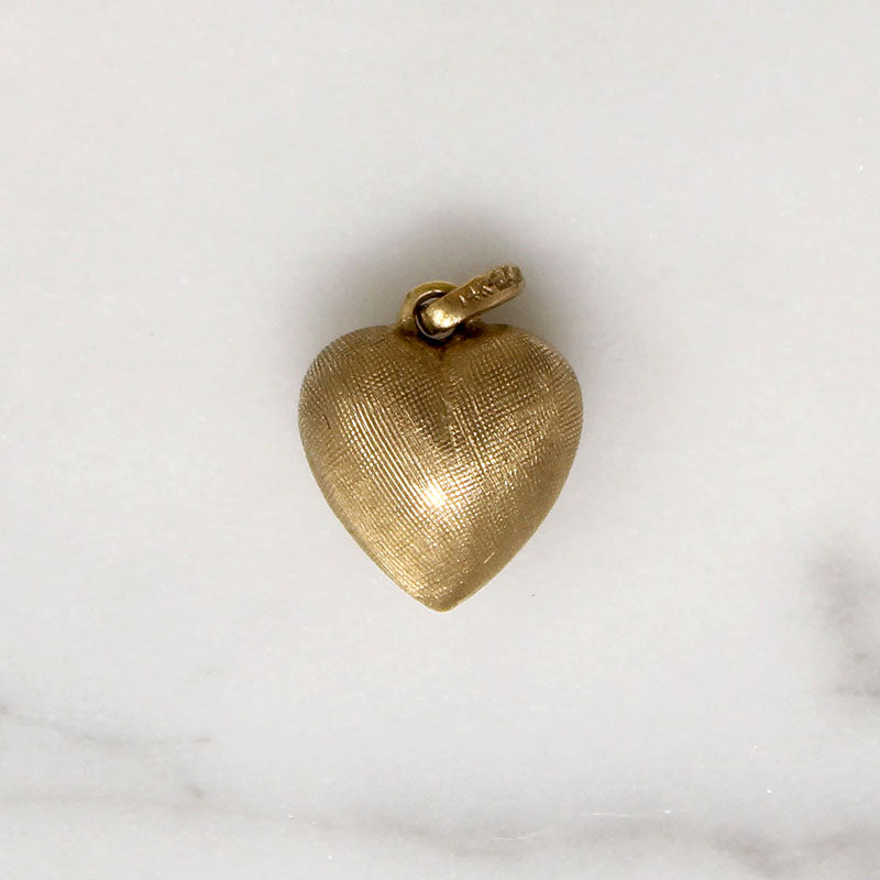 Florentine Finish 14k Gold Heart Charm