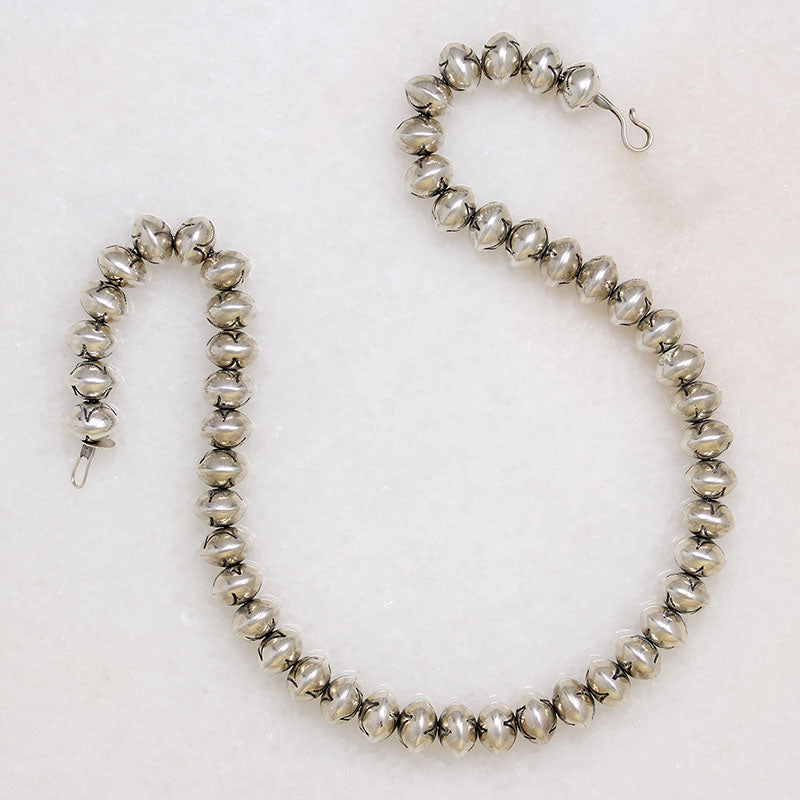 Navajo Rocker-Stamped Silver Bead Necklace