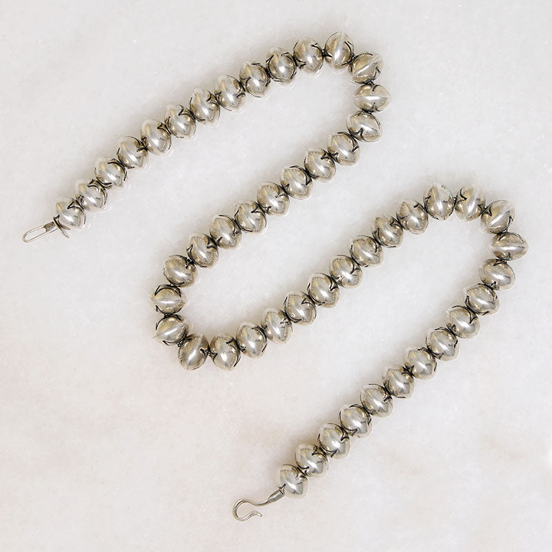 Navajo Rocker-Stamped Silver Bead Necklace