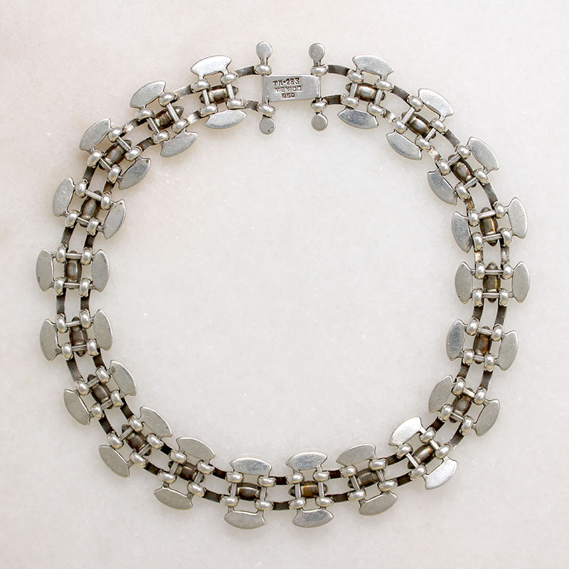 Sinuous Mexican Silver & Turquoise Choker