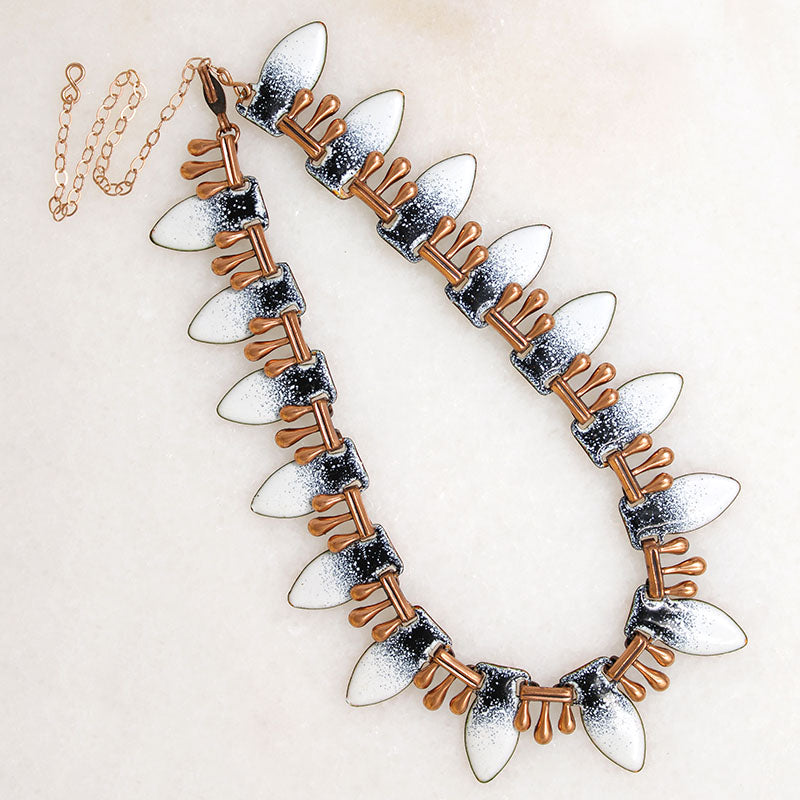 Copper Matisse Necklace with Black & White Enamel