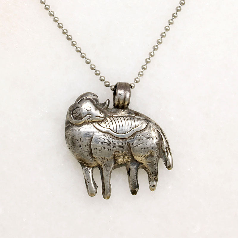 19th Century Chinese Silver Ram Pendant