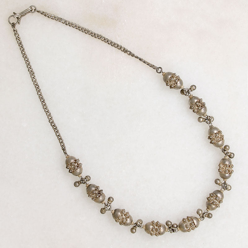 Beads & Bells Silver Filigree Necklace