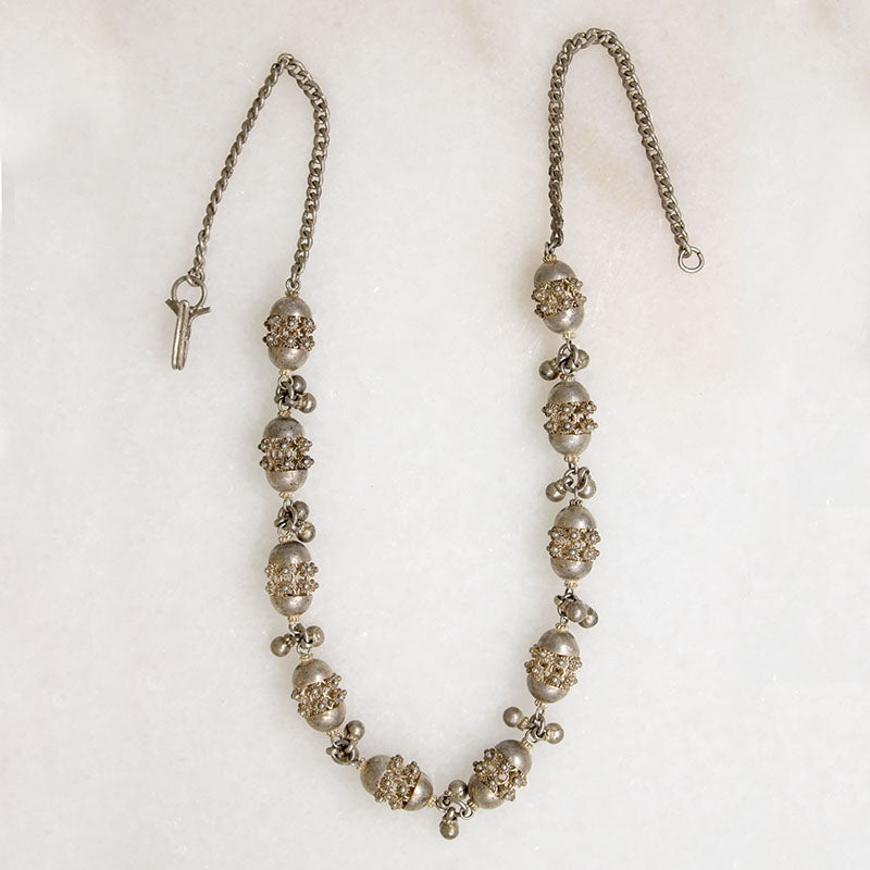 Beads & Bells Silver Filigree Necklace