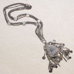 Silver Triangle Pendant with Charms Necklace