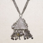 Silver Triangle Pendant with Charms Necklace