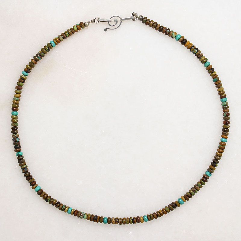 Subtle Turquoise Bead Necklace with Sterling Clasp