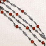 Gothic Revival Carnelian & Sterling Cross Necklace by Peruzzi