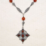 Gothic Revival Carnelian & Sterling Cross Necklace by Peruzzi