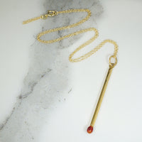 Striking 18k Gold & Enamel Matchstick Pendant